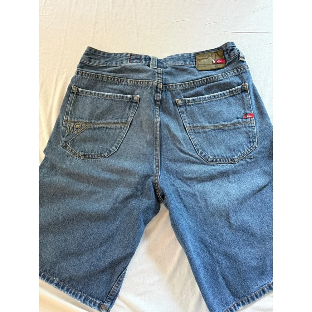 Y2K Quiksilver QuikJean Denim Jean Shorts Mens 32 Blue Regular Fit Skate Surf